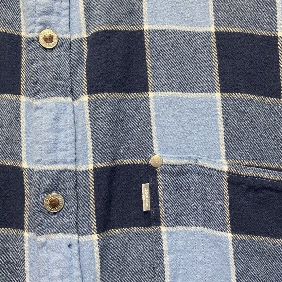 Levi's Silver Tab Oversized Plaid Flannel Metal Button-Up Shirt Men Size XL Blue - Picture 12 of 15